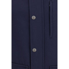 Brunello Cucinelli Blue Wool Oves Aries Full-Length Jacket