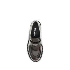 Prada Brown Calf Leather Bos Taurus Slip-On Loafers