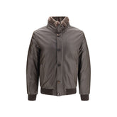 MooRER Brown Leather Full-Length Jacket