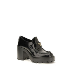 Prada Black Calf Leather Bos Taurus Platform Loafers