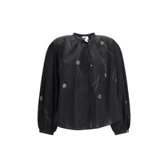 Forte_Forte Black Cotton Pattern Shirt