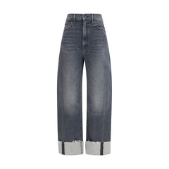 Mother Denim Black Cotton Cropped Jeans