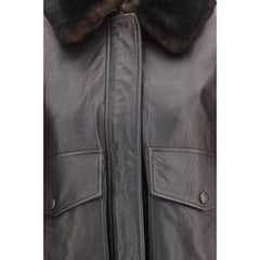 Loulou De Saison Brown Calf Leather Bos Taurus Bomber
