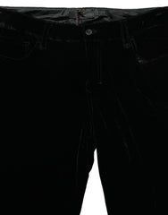 Ermanno Scervino Black Viscose Blend Velvet Slim Fit Pants