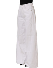 Dolce & Gabbana White Cotton Stretch Wide Leg Denim Jeans