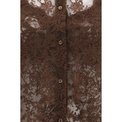 Ermanno Scervino Brown Polyester Pattern Shirt