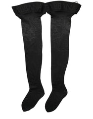 Dolce & Gabbana Black Nylon Logo Calf Long Women Accessory Socks
