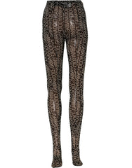 Dolce & Gabbana Black White All Over Print Sheer Stretch Tights Socks