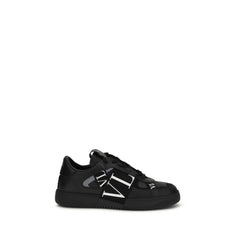 Valentino Garavani Black Calf Leather Bos Taurus Athletic Sneakers