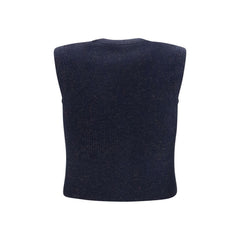 Brunello Cucinelli Blue Cashmere Sleeveles Sweater