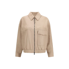 Brunello Cucinelli Beige Leather Leather Jacket
