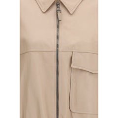 Brunello Cucinelli Beige Leather Leather Jacket
