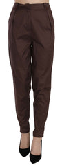 Just Cavalli Brown High Waist Tapered Formal Trousers Pants