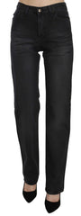 Just Cavalli Schwarze Washed High Waist Straight Jeans
