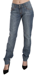 Just Cavalli Blaue Jeans aus Baumwolle mit niedriger Taille und schmalem Schnitt