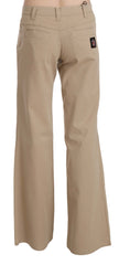 Just Cavalli Beige Baumwoll-Schlaghose mit mittlerer Bundhöhe