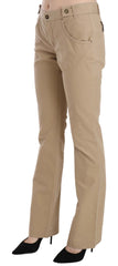 Just Cavalli Beige Baumwolle Mittelhohe Taille Gerade Hose