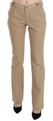 Just Cavalli Beige Baumwolle Mittelhohe Taille Gerade Hose