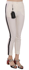 Dolce & Gabbana Weiße Skinny Cropped Hose mit Seitenstreifen