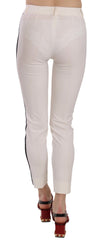 Dolce & Gabbana Weiße Skinny Cropped Hose mit Seitenstreifen