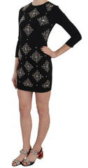 John Richmond Black Crystal Stretch Minikleid