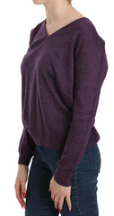 BYBLOS Purple V-neck Long Sleeve Pullover Top