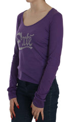 Exte Purple Crystal Embellished Long Sleeve Casual Top