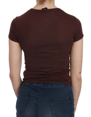Exte Brown Hearts Kurzarm Freizeit-T-Shirt Top