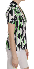 Costume National Multi Color Plunging Top Blouse