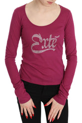 Roze Exte Top Met Lange Mouwen En Kristallen