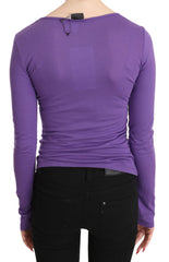 Lila Exte Langarm-Top-Bluse mit Kristallverzierung