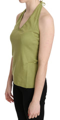 GF Ferre Grünes Neckholder-Baumwoll-Tanktop ärmellose Freizeitbluse