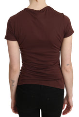 Exte Brown Hearts Bedrucktes Rundhals T-Shirt Top