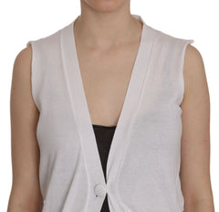 PINK MEMORIES Weißes ärmelloses Cardigan-Top aus 100 % Baumwolle