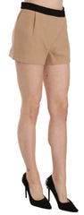 Costume National Shorts Beige Baumwolle Mid Waist Mini-Short