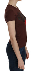 Exte Brown Heart Print Rundhals-T-Shirt Kurzarmbluse