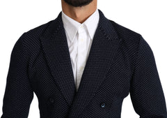 Dolce & Gabbana Dunkelblauer gepunkteter zweireihiger Mantel Blazer