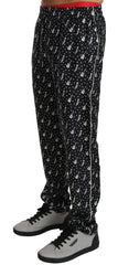 Dolce & Gabbana Seidene Schwarze Hose mit Musikinstrumentenmotiv