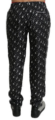 Dolce & Gabbana Seidene Schwarze Hose mit Musikinstrumentenmotiv