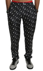 Dolce & Gabbana Seidene Schwarze Hose mit Musikinstrumentenmotiv