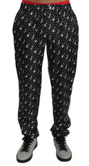 Dolce & Gabbana Seidene Schwarze Hose mit Musikinstrumentenmotiv