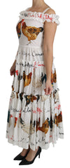 Dolce & Gabbana Etuikleid "Weißer Hahn" aus Baumwolle in Midilänge