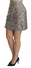 Dolce & Gabbana Silbermuster A-Linien-Rock mit hoher Taille