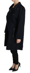 Dolce & Gabbana Mantel Blau Baumwolle Damen Trenchjacke