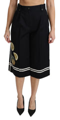 Dolce & Gabbana Palazzo-Cropped-Hose „Black Lemon“ mit Verzierungen