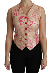 Dolce & Gabbana Rosa Gold Brokat Weste Bluse Top