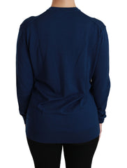 Dolce & Gabbana Blue Button Cardigan Virgin Wool Sweater