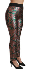 Dolce & Gabbana Grüne Hose mit Blättern aus Bronze