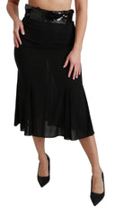 Dolce & Gabbana Schwarzer, hoch taillierter Meerjungfrauen-Midi-Seidenrock