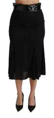 Dolce & Gabbana Schwarzer, hoch taillierter Meerjungfrauen-Midi-Seidenrock